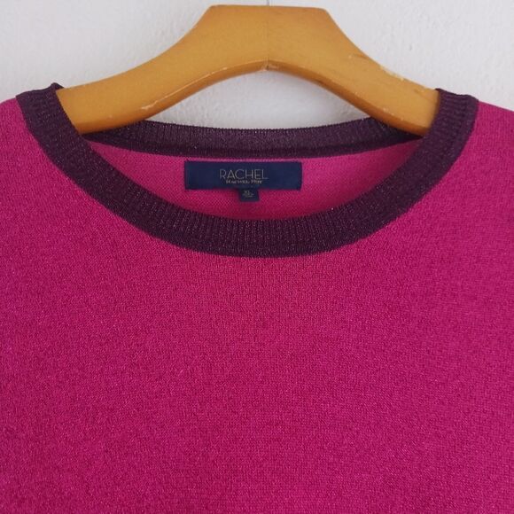 Rachel Roy Metallic Ringer Pullover Sweater Hot Pink size XL - Picture 3 of 8